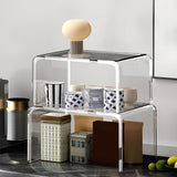 Maxbell 2 Pieces Desktop Storage Stand Container Transparent Desktop Organizer Shelf