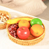 Maxbell Imitation Rattan Bread Basket Bread Serving Basket for Cabinets Forks Fruits 25x25x4cm