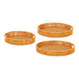 Maxbell Imitation Rattan Bread Basket Bread Serving Basket for Cabinets Forks Fruits 25x25x4cm