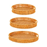 Maxbell Imitation Rattan Bread Basket Bread Serving Basket for Cabinets Forks Fruits 25x25x4cm