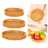 Maxbell Imitation Rattan Bread Basket Bread Serving Basket for Cabinets Forks Fruits 25x25x4cm