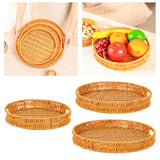 Maxbell Imitation Rattan Bread Basket Bread Serving Basket for Cabinets Forks Fruits 25x25x4cm