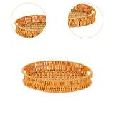 Maxbell Imitation Rattan Bread Basket Bread Serving Basket for Cabinets Forks Fruits 25x25x4cm