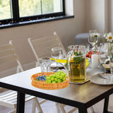 Maxbell Imitation Rattan Bread Basket Bread Serving Basket for Cabinets Forks Fruits 25x25x4cm