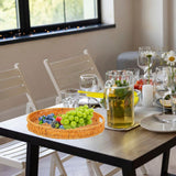 Maxbell Imitation Rattan Bread Basket Bread Serving Basket for Cabinets Forks Fruits 34.5x34.5x4cm