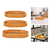 Maxbell Imitation Rattan Bread Basket Oval Serving Tray for Cabinet Shelves Cabinets 30x20x4cm