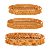 Maxbell Imitation Rattan Bread Basket Oval Serving Tray for Cabinet Shelves Cabinets 30x20x4cm