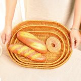 Maxbell Imitation Rattan Bread Basket Oval Serving Tray for Cabinet Shelves Cabinets 30x20x4cm