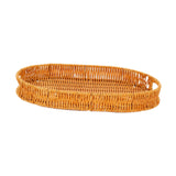Maxbell Imitation Rattan Bread Basket Oval Serving Tray for Cabinet Shelves Cabinets 34.5x25x4cm