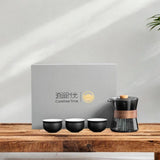 Maxbell Travel Tea Set 3 Teacups Stylish Teaware Tea Kettle for Party Travel Camping