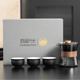 Maxbell Travel Tea Set 3 Teacups Stylish Teaware Tea Kettle for Party Travel Camping