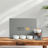 Maxbell Travel Tea Set 3 Teacups Stylish Teaware Tea Kettle for Party Travel Camping