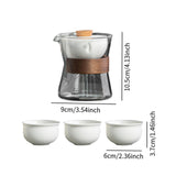 Maxbell Travel Tea Set 3 Teacups Stylish Teaware Tea Kettle for Party Travel Camping