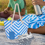 Maxbell Drink Purse Beach Tote Drink Bottle Carrier for Picnic Concerts Outdoor Blue