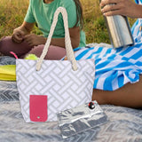 Maxbell Drink Purse Beach Tote Drink Bottle Carrier for Picnic Concerts Outdoor Gray