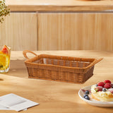 Maxbell Fruits Serving Basket Woven Kitchen Storage Basket for Bread Countertop Cake XS Brown