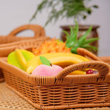 Maxbell Fruits Serving Basket Woven Kitchen Storage Basket for Bread Countertop Cake XS Brown