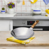 Maxbell Traditional Wok Pan Practical Anti Scalding Handle Home Use Kitchen Cookware 22cm