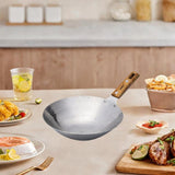 Maxbell Traditional Wok Pan Practical Anti Scalding Handle Home Use Kitchen Cookware 22cm