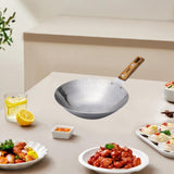 Maxbell Traditional Wok Pan Practical Anti Scalding Handle Home Use Kitchen Cookware 22cm