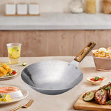 Maxbell Traditional Wok Pan Practical Anti Scalding Handle Home Use Kitchen Cookware 30cm