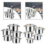 Maxbell 5x Kitchen Cookware Set Sauce Pot Stainless Steel for Home Restaurant Hiking Argent Handle