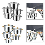 Maxbell 5x Kitchen Cookware Set Sauce Pot Stainless Steel for Home Restaurant Hiking Argent Handle