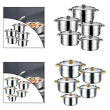 Maxbell 5x Kitchen Cookware Set Sauce Pot Stainless Steel for Home Restaurant Hiking Argent Handle