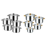 Maxbell 5x Kitchen Cookware Set Sauce Pot Stainless Steel for Home Restaurant Hiking Argent Handle