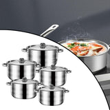 Maxbell 5x Kitchen Cookware Set Sauce Pot Stainless Steel for Home Restaurant Hiking Argent Handle