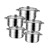 Maxbell 5x Kitchen Cookware Set Sauce Pot Stainless Steel for Home Restaurant Hiking Argent Handle