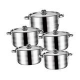 Maxbell 5x Kitchen Cookware Set Sauce Pot Stainless Steel for Home Restaurant Hiking Argent Handle