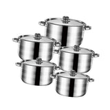 Maxbell 5x Kitchen Cookware Set Sauce Pot Stainless Steel for Home Restaurant Hiking Argent Handle
