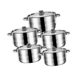 Maxbell 5x Kitchen Cookware Set Sauce Pot Stainless Steel for Home Restaurant Hiking Argent Handle