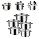 Maxbell 5x Kitchen Cookware Set Sauce Pot Stainless Steel for Home Restaurant Hiking Argent Handle