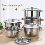 Maxbell 5x Kitchen Cookware Set Sauce Pot Stainless Steel for Home Restaurant Hiking Argent Handle
