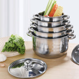 Maxbell 5x Kitchen Cookware Set Sauce Pot Stainless Steel for Home Restaurant Hiking Argent Handle