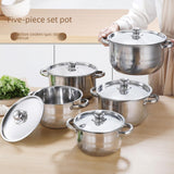 Maxbell 5x Kitchen Cookware Set Sauce Pot Stainless Steel for Home Restaurant Hiking Argent Handle