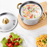 Maxbell 5x Kitchen Cookware Set Sauce Pot Stainless Steel for Home Restaurant Hiking Gold Handles