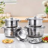Maxbell 5x Kitchen Cookware Set Sauce Pot Stainless Steel for Home Restaurant Hiking Gold Handles