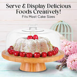 Maxbell Wooden Cake Stand with Lid Board Decorative for Fruit Platter Nachos Holiday