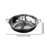 Maxbell Stainless Steel Hot Pot with Divider Double Flavor for Restaurant Home Party S
