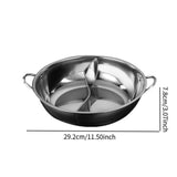 Maxbell Stainless Steel Hot Pot with Divider Double Flavor for Restaurant Home Party M