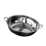 Maxbell Stainless Steel Hot Pot with Divider Double Flavor for Restaurant Home Party M