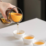 Maxbell Glass Teapot 210ml Multipurpose Drinkware Transparent for Blooming Loose Tea grey and orange