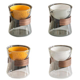 Maxbell Glass Teapot 210ml Multipurpose Drinkware Transparent for Blooming Loose Tea grey and orange