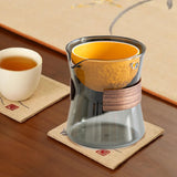Maxbell Glass Teapot 210ml Multipurpose Drinkware Transparent for Blooming Loose Tea grey and orange