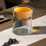 Maxbell Glass Teapot 210ml Multipurpose Drinkware Transparent for Blooming Loose Tea grey and orange