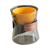 Maxbell Glass Teapot 210ml Multipurpose Drinkware Transparent for Blooming Loose Tea grey and orange