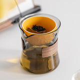 Maxbell Glass Teapot 210ml Multipurpose Drinkware Transparent for Blooming Loose Tea grey and orange